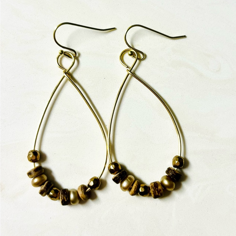 Gold beaded hoops